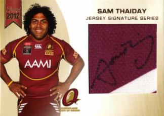 2012 NRL Limited Edition Jersey Signatures - JSS4 Sam Thaiday - QLD Maroons