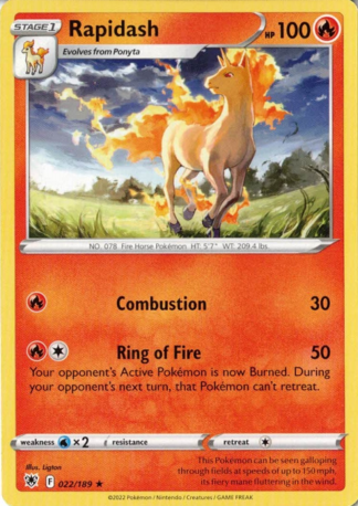 Pokemon TCG - Sword and Shield - Astral Radiance - #022/189 Rapidash - Non Holo Rare (Mint/Near Mint)