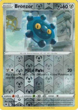Pokemon TCG - Sword and Shield - Astral Radiance - #111/189 Bronzor - Reverse Holo Common (Mint/Near Mint)